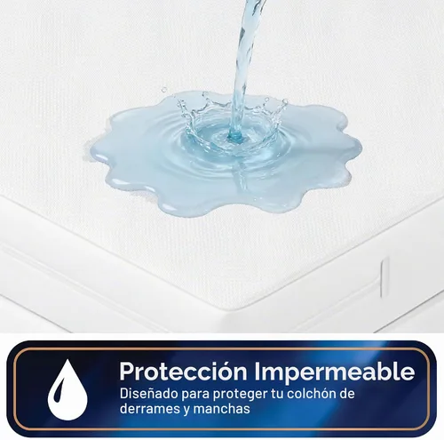 Vista 6 de Protector de colchón todo en uno, funda con cremallera, resistente al agua y a las manchas, protección de triple sellado, RV Short Twin, color blanco