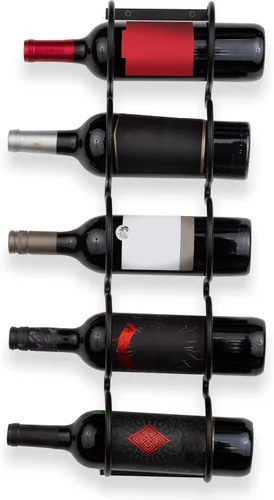 Vista 7 de Wallniture Dijon Estante de vino para organización y almacenamiento de cocina, organizador debajo del gabinete para 5 botellas de licor o vino