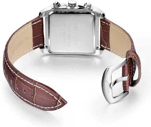 Vista 6 de MEGIR Casual Leather Strap Watch for Men Fashion Military Sports Classic Quartz Watches Waterproof Chronograph Wristwatch with Auto Date