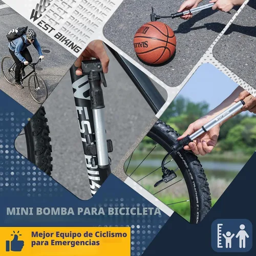 Vista 7 de Bomba de bicicleta Mini bomba de bicicleta – Bomba de ciclo de aleación de aluminio para válvula Presta y Schrader, bomba de neumáticos de bicicleta