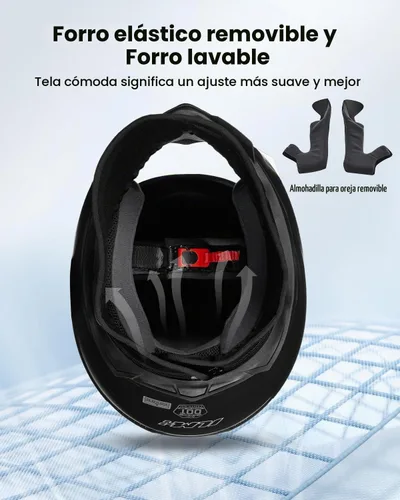 Vista 4 de ILM - Casco integral para motocicleta y bicicleta urbana, con bufanda de invierno extraíble, 2 viseras, modelo aprobado por DOT JK313 2-Azul