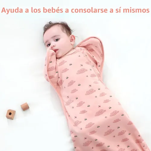 Vista 8 de Saco de dormir envolvente para bebé recién nacido de 0 a 3 meses, manta envolvente con brazos arriba, 2 paquetes de algodón, manos arriba