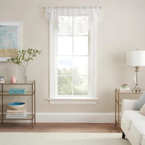 Vista 13 de Waverly Sherry Cortina de encaje ligera y elegante con bolsillo para varilla, cortina de ventana floral para sala de estar (1 panel), 54 x 63