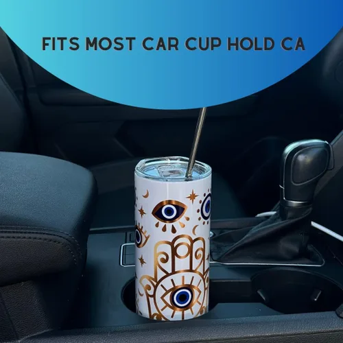 Vista 5 de Evil Eye Tumbler With Lid And Straw 20oz Spiritual Gifts For Women Coffee Tumbler For Women Stainless Steel Vacuum Tumbler Travel Drinking Cups With