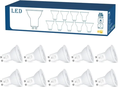 Vista 7 de SikSog Bombilla LED GU10 de 5000 K luz blanca diurna, equivalente a 70 W, no regulable, luces de inundación de ángulo de haz de 120°, bombillas LED