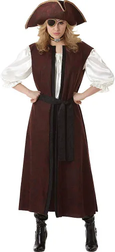 Vista 2 de Amscan Chaleco largo de pirata marrón para Halloween accesorio de disfraz para adultos talla única