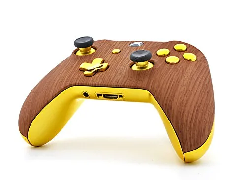Vista 4 de UN-Modded Custom Controller compatible with Xbox One SX... (3.5 mm jack) (Golden Wood)