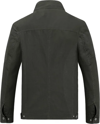 Vista 2 de Wantdo chaqueta cierre frontal liviana cuello parado de algodón para hombre