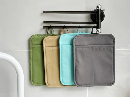 Vista 5 de Oven Pot Holder with Pocket Cotton Heat Resistant Coaster Potholder Kitchen Hot Pad Oven Mitts for Cooking and Baking Square 7"x9" (Aqua, Silicone)