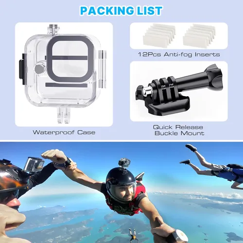 Vista 5 de HONGDAK Carcasa impermeable para GoPro Hero11 Black Mini, carcasa protectora de buceo de 169 pies para Hero 11 Mini funda de buceo subacuática