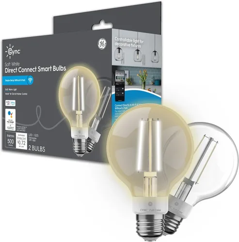 Vista 13 de Cync GE - Bombillas LED inteligentes, bombilla globo G25, decoración estética de habitación, bombillas que cambian de color, equivalente a 60 W