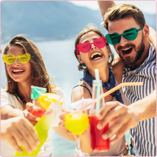 Vista 8 de Heart Shaped Sunglasses for Women, Transparent Candy Rimless Sunglasses, Fashion Heart Shaped Glasses for Party Favor