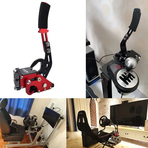 Vista 4 de CNRAQR PC Racing Game USB Handbrake for 16Bit SIM for Racing Games, Compatible with Logitech G27 G29 G920 G923 T500 T300 Simulate Linear Handbrake