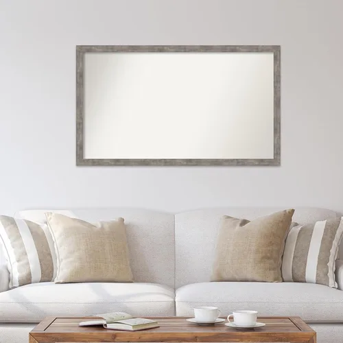 Vista 156 de Amanti Art Silver Bathroom Mirror for Over Sink, 26x35 Custom Made Marred Pewter Rectangle Vanity Mirror, Large Casual Wood Frame, Hangs Horizonally