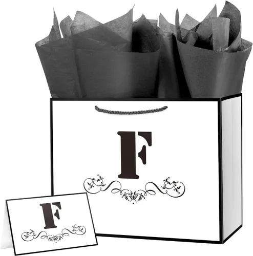 Vista 25 de ysmile Bolsa de regalo de letras con papel de envoltura para hombres, mujeres, niños y niñas, bolsa de papel grande de 16 pulgadas, color blanco