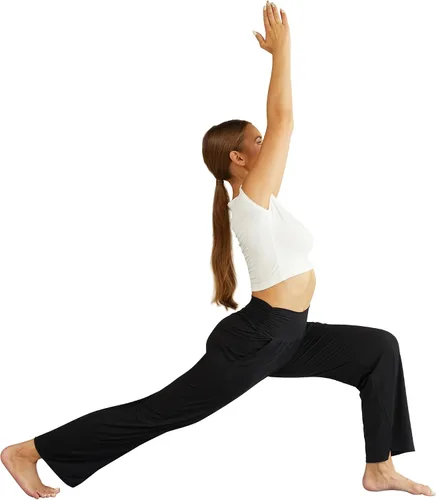 Vista 4 de TOPYOGAS Pantalones de yoga sueltos casuales para mujer, cómodos pantalones de pierna ancha, pantalones de cintura alta, ligeros, pantalones