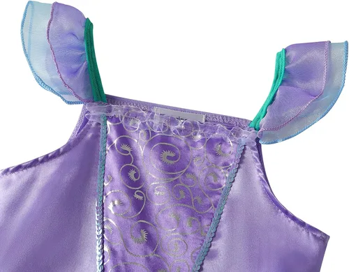 Vista 4 de Vestido de sirena para niñas disfraz de princesa Ariel para Halloween y cosplay