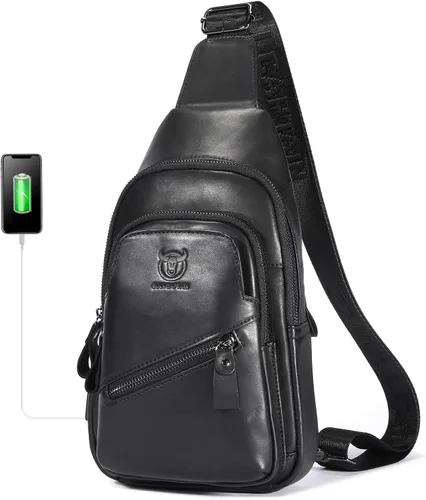 Vista 102 de LUKZIJAES Bolso bandolera de cuero genuino para hombre