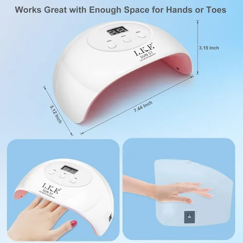 Vista 5 de Lámpara de uñas de gel UV para uñas con 4 temporizadores, lámpara de uñas LED UV profesional con sensor automático para esmalte de uñas de gel