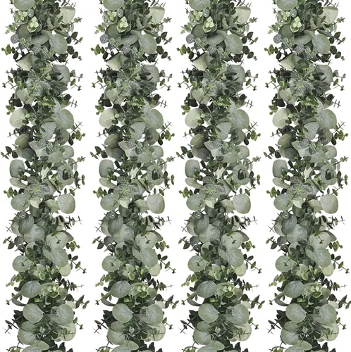 Vista 21 de Dolicer 2 Paquetes Guirnalda Artificial de Eucalipto de 6 Pies, Guirnalda de Vegetación Falsa Colgante Hojas de Eucalipto Dólar de Plata Falsas