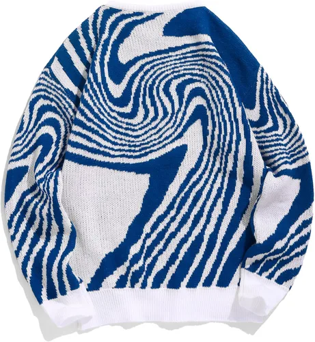 Vista 11 de ZAFUL Y2K - Suéter casual con estampado de llama estética para hombre, suéter de punto holgado, manga larga, cuello redondo