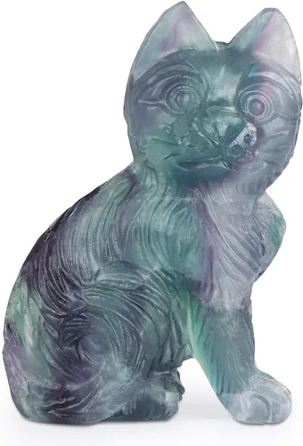 Vista 9 de Artistone Estatua de gato de cristal de amatista de 2 pulgadas, diseño de gatito sentado a mano, tallada a mano, escultura de cristal curativo