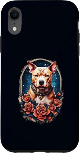 Vista 24 de Funda estilo vintage para iPhone XS Max Pitbull Dog Tattoo Art Vintage Old School