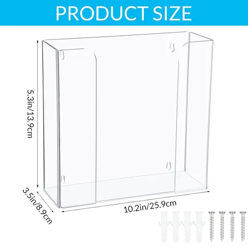 Vista 3 de Weysat 2 unidades de soporte de acrílico para guantera, dispensador de guantes para montaje en pared, estante acrílico transparente, dispensador