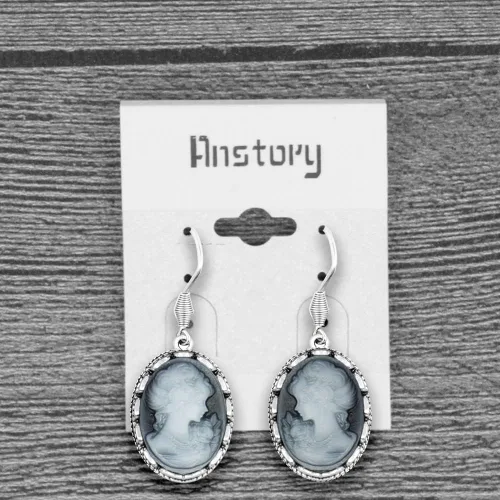 Vista 4 de Anstory Conjuntos de joyas de cameo de estilo vintage, collar de cameo, aretes, anillo y pulsera de moda, Resina