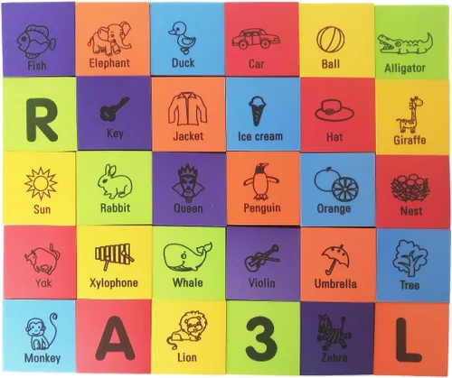 Vista 4 de MOBU Bloques de construcción de espuma para niños pequeños, 30 piezas de bloques de números de letras del alfabeto de 2 pulgadas con bolsa