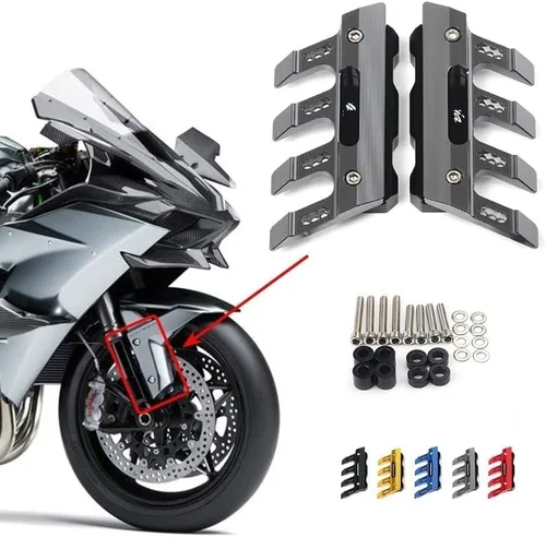 Vista 2 de SCUUBE Protector lateral de caída para motocicleta Kawasaki Ninja H2 H2R Z400 Protector de horquilla delantera Protector de guardabarros delantero