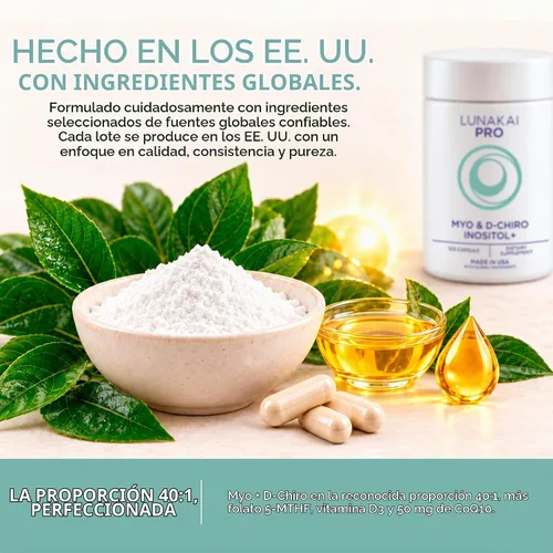 Vista 7 de Lunakai Myo-Inositol D-Chiro Inositol para Mujeres 40:1, 2000mg Suplemento