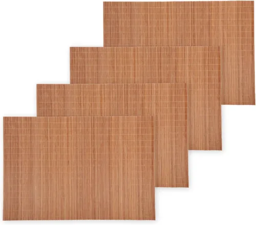 Vista 15 de BambooMN Mantel individual de bambú/tapete rodante de sushi - 18" x 13" - marrón, 4 piezas