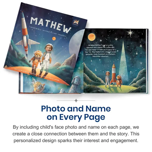 Vista 3 de Libro de cuentos personalizado para niños, increíble viaje interestelar, nombre y foto personalizados, regalos para bebés, aventura atractiva