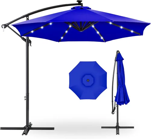 Vista 8 de Best Choice Products Sombrilla de Patio de Mercado Colgante Descentrada con LED Solar de 10 pies para Patio Trasero, Junto a la Piscina, Césped