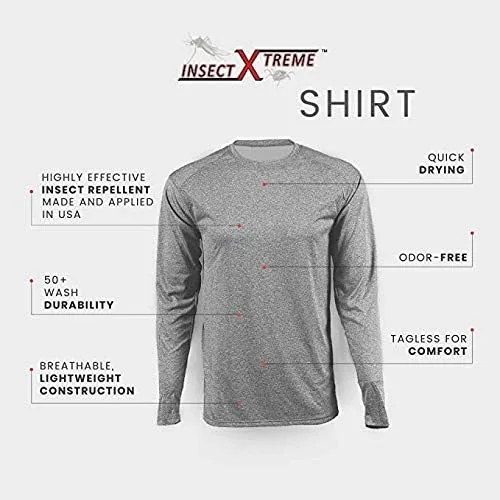 Vista 6 de Insect Xtreme Camisa de alto rendimiento para exteriores con tecnología repelente, RojoGris, L