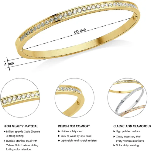 Vista 3 de 555Jewelry - Pulsera de acero inoxidable con cierre de bisagra para mujer