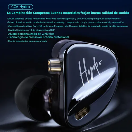 Vista 2 de CCA Hydro 2DD 8BA Auriculares con monitor de oído, HiFi IEM con 4