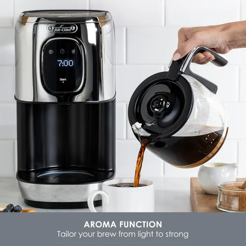Vista 4 de All-Clad, Majestuo - Cafetera de acero inoxidable, función de mantener el calor, 1000 vatios, temporizador programable, tanque de agua extraíble