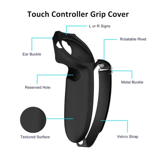 Vista 4 de Controller Grips Cover for Oculus Quest 2, Extended Controller Hand Strap with Adjustable Knuckle Handles for Boxing and Star Wars, Controller