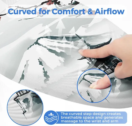 Vista 5 de Alfombrilla ergonómica para mouse con soporte de muñeca, reposamuñecas de espuma viscoelástica para aliviar el dolor y túnel carpiano, base 03