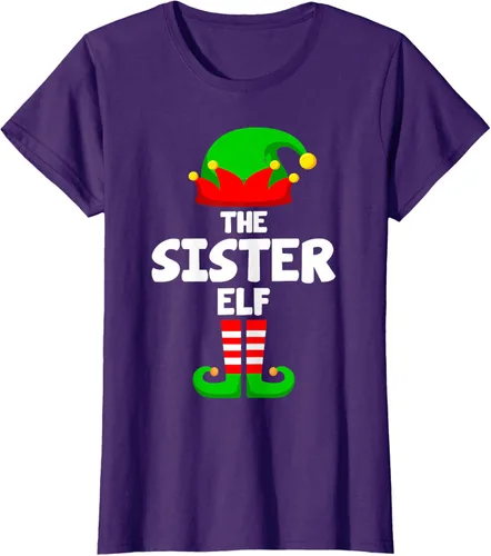 Vista 12 de Sister Elf Matching Family Christmas T-Shirt, Negro