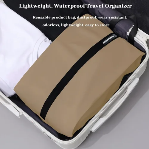 Vista 4 de Shoe Bag Water-Resistant, Travel Friendly Golf Shoe Bag with Zipper for Sports Ideal for Gym,Spikes,Golf,Tennis (Beige, 1-Pack)