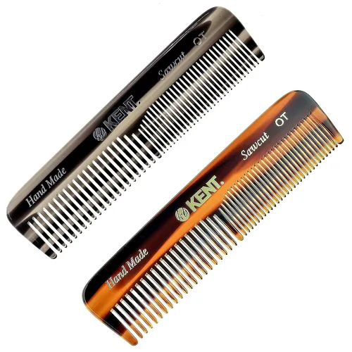 Vista 12 de Kent OT - Peine de Cabello de Bolsillo de Grafito Negro Hecho a Mano, Peine de Dientes Finos y Anchos para Hombres, Mujeres y Niños - Peine