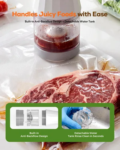 Vista 4 de Sellador al vacío de mano compacto para alimentos con 20 bolsas 2-Blanco