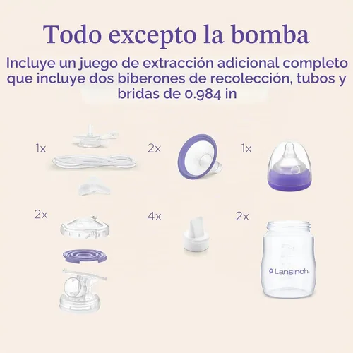 Vista 5 de Lansinoh - Juego de bombeo extra para extractores de leche NaturalWave y Signature Pro Piezas de repuesto para bombas con botellas, tubos y bridas