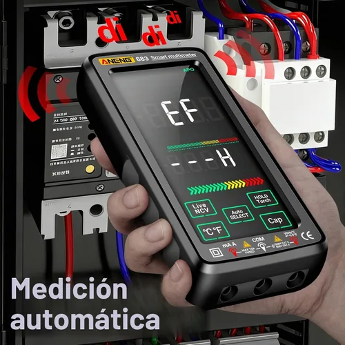 Vista 5 de Multímetro inteligente, probador de multímetro digital inteligente con pantalla táctil, 6000 cuentas, rango automático, multímetro recargable, una
