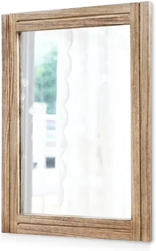 Vista 13 de AAZZKANG Espejo de pared rústico con marco de madera rectangular para colgar en casa de campo o baño, sala de estar o dormitorio decoración
