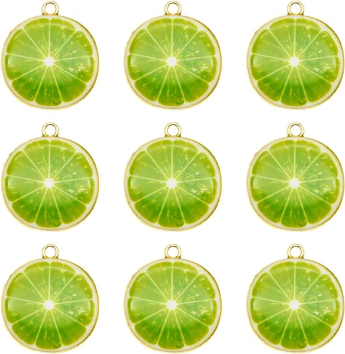 Vista 4 de JJG Race - Juego de 40 dijes chapados en oro surtidos de limón, sandía, naranja, fresa, manzana, delicados, colgantes de frutas para aretes