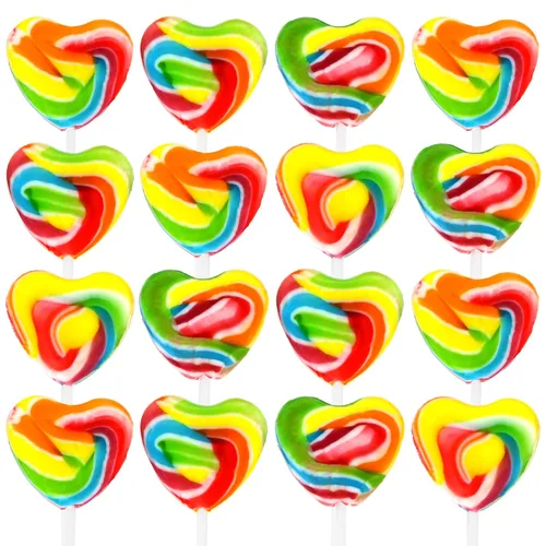Vista 3 de Snacktery Paletas de corazón – 24 paletas de San Valentín en forma de corazón – Lechones de San Valentín arcoíris – Ventosas envueltas